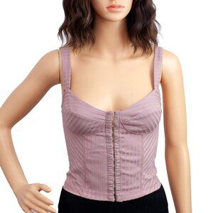 Free People Intimately Mauve Ribbed Corset Top – Hook Front Bustier Tank